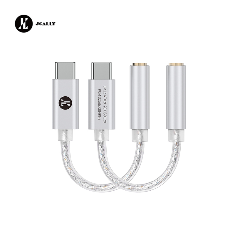 Jcally JM12 อะแดปเตอร์เสียงดิจิตอล Type-C ถึง 3.5 มม.อะแดปเตอร์เสียง KTO2H20 ชิป DAC 32bits/384KH DS