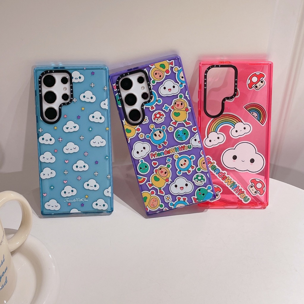 การแสดงออก เมฆ รุ้ง CaseTify เคส Samsung Galaxy S24 Ultra S23 Ultra S24 + S22 Ultra Case ใหม่ สีลูกกวาด ป้องกันการตก TPU ซิลิโคน อ่อนนุ่ม เคสโทรศัพท์มือถือซัมซุง