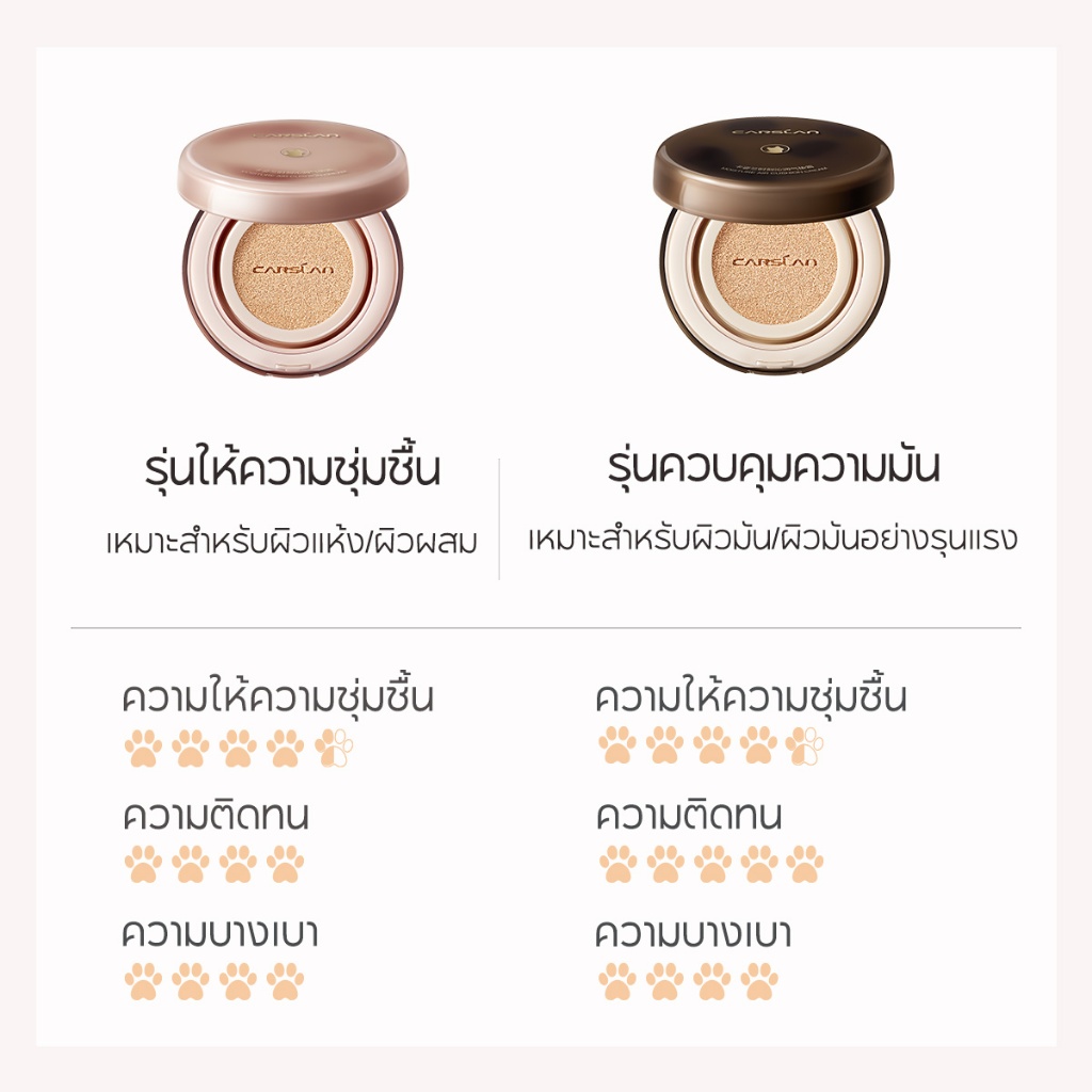 CARSLAN คุชชั่น เนื้อแมทท์ เบลอรูขุมขน+คุมมัน 24H ให้ความชุ่มชื้น+เหมาะผิวแพ้ง่าย13.5g