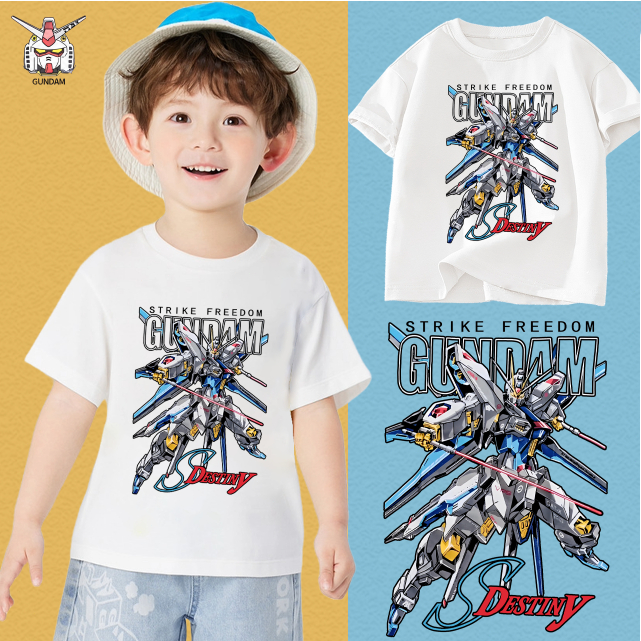 [ผ้าฝ้าย 100%]เสื้อลายกันดั้ม พร้อมส่ง เสื้อยืดเด็ก Gundam Kid's T-shirt เหมาะสำหรับทั้งชายและหญิง100cm-150cm