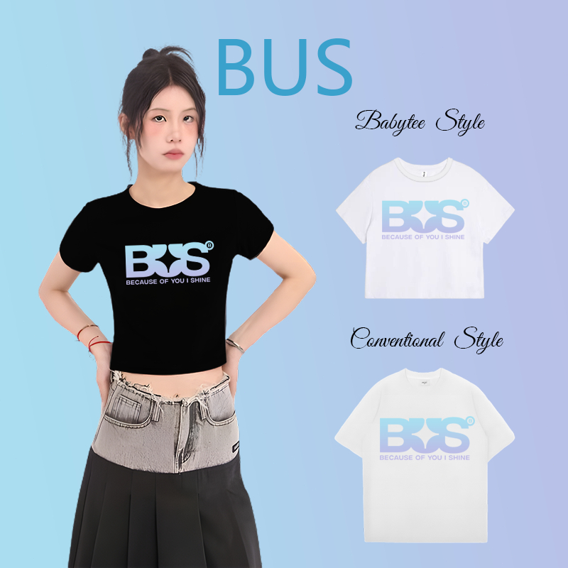 เสื้อ ผู้ชาย BUS”Because of you i shine“ ผ้าCotton 100% T-Shirt ใส่ได้ ทั้ง ชาย ใส่สบาย ไม่หด ไม่ย้