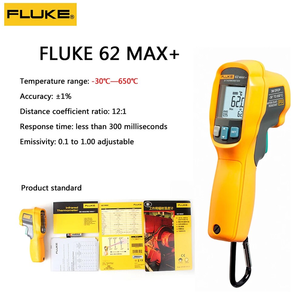 【รับประกัน 1 ปี】FLUKE 62 MAX F62 MAX+ เครื่องวัดอุณหภูมิอินฟราเรดแบบไม่สัมผัสแบบใช้มือถือแบบใช้มือถื