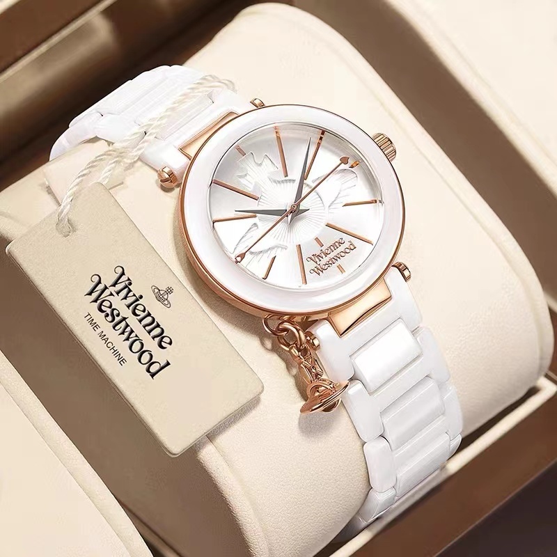 Vivienne Westwood Special White Ceramic Material Shixing Womens Watch 32MM
