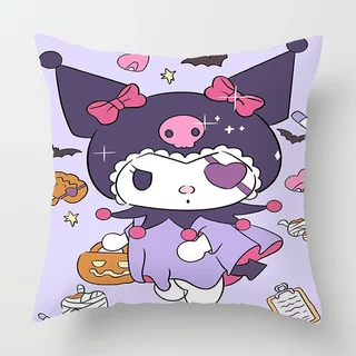 45*45 ซม.Melody Kuromi โพลีเอสเตอร์โยนหมอนรถ Cusion ปลอกหมอนตกแต่งบ้าน