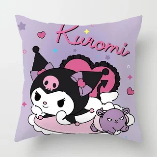 45*45 ซม.Melody Kuromi โพลีเอสเตอร์โยนหมอนรถ Cusion ปลอกหมอนตกแต่งบ้าน