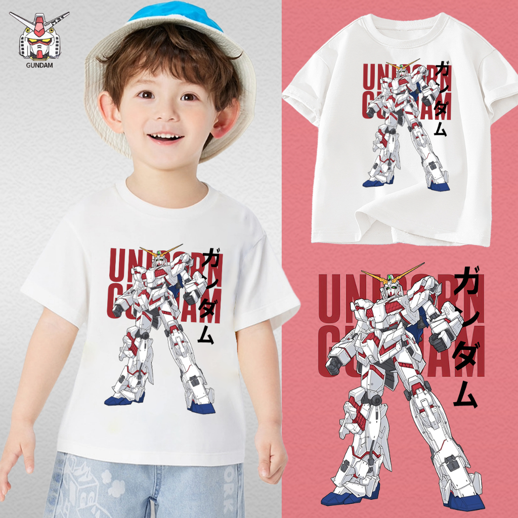 [ผ้าฝ้าย 100%]เสื้อลายกันดั้ม พร้อมส่ง เสื้อยืดเด็ก Gundam Kid's T-shirt เหมาะสำหรับทั้งชายและหญิง100cm-150cm