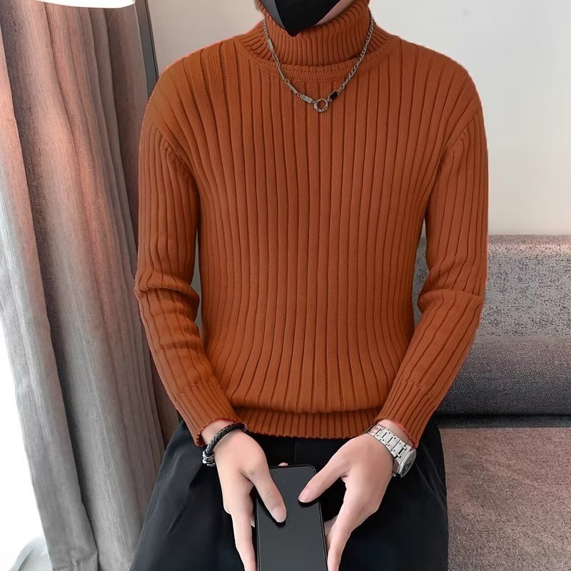 เสื้อกันหนาวคอเต่าผู้ชายฤดูหนาวสีต่างๆอินเทรนด์สลิมฟิตหนา จุดต่ําสุด เสื้อกันหนาว