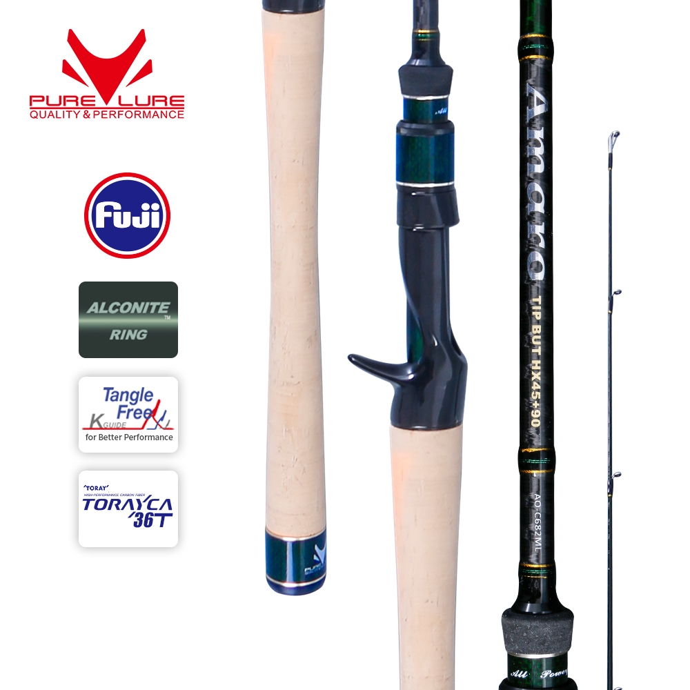 Purelure AMARO Spinning Rod สําหรับเบสคาร์บอนสูงโยนยาวตกปลา Rod ใน FUJI อุปกรณ์เสริม, Plus Spinning Reel