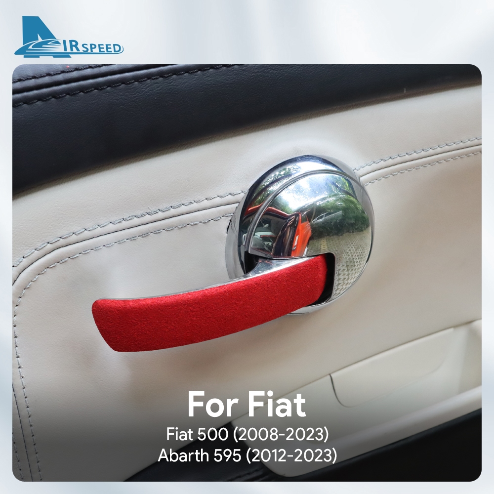 สําหรับ Fiat 500 2008-2023 Abarth 595 2012-2023 Suede มือจับประตูด้านในสติกเกอร์ตกแต่งอุปกรณ์ตกแต่งภายใน