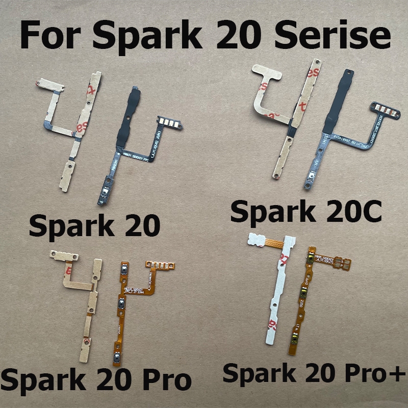 สําหรับ Tecno Spark 20 20C Pro สวิทช์เปิดปุ่มปรับระดับเสียงเชื่อมต่อริบบิ้น Flex สาย KJ6 KJ5 BG7n BG