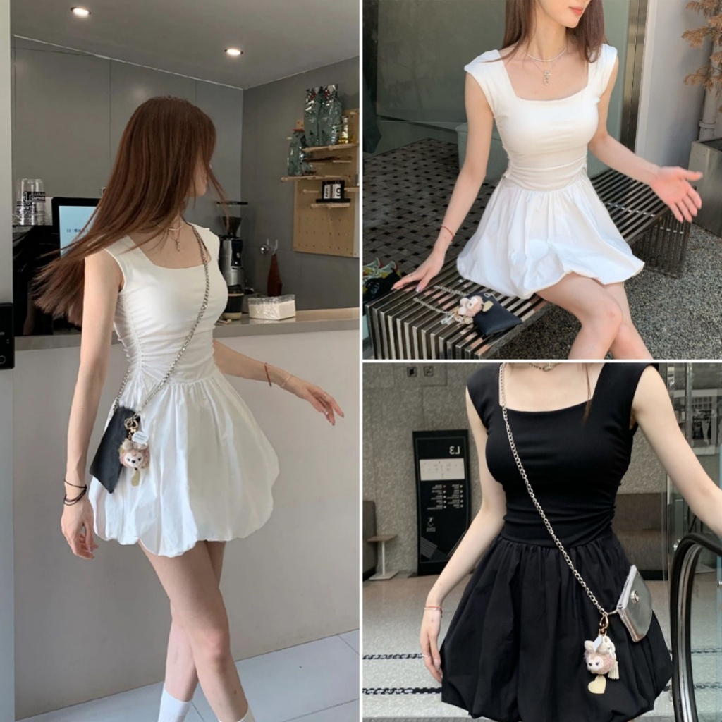 Hotgirl พร้อมส่ง✨ชุดเดรสสั้นผู้หญิง เดรสเซ็กซี่เซ็กซี่ ฝรั่งเศสบัลเล่ต์สไตล์ชุดเจ้าหญิงแฟชั่น เซ็กซี่แสนหวาน