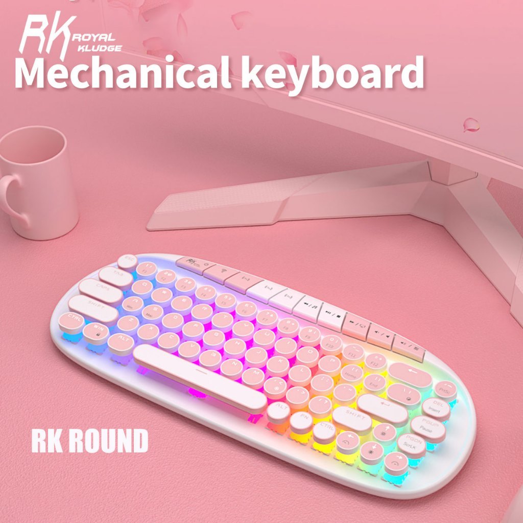 Rk Royal Kludge รอบ 68 คีย์ Tri-Mode Rgb บลูทูธแบบมีสาย 2.4G ไร้สาย 3 โหมด