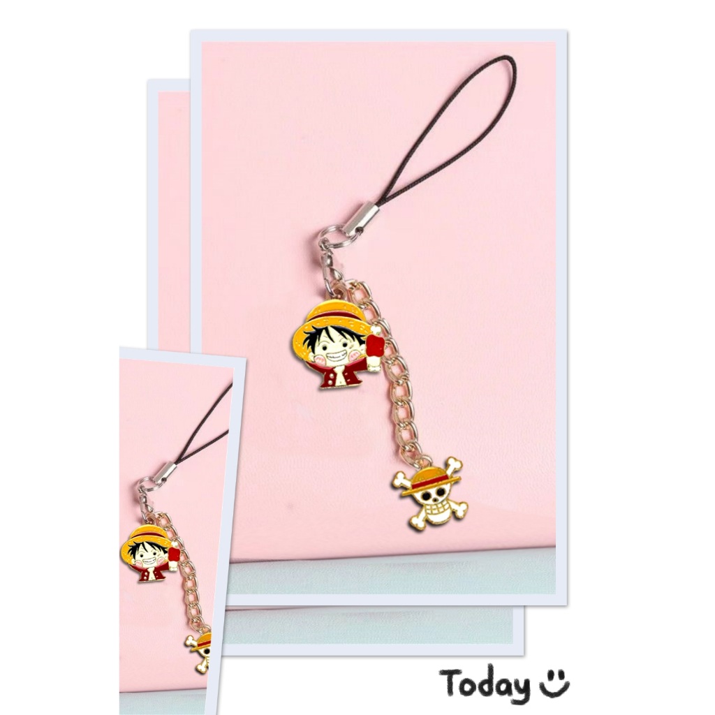 Diy diy อะนิเมะน่ารัก One Piece พวงกุญแจโทรศัพท์มือถือ Charm จับคู่คู่อุปกรณ์เสริมของขวัญเพื่อนที่กําหนดเอง
