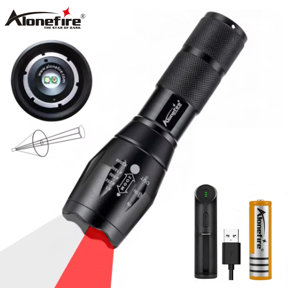 Alonefire G700-WR 2in1 สีขาว + สีแดงไฟฉาย Led ไฟฉาย Zoomable สําหรับกลางแจ้งกันน้ํา Camping Light