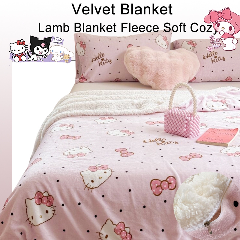 ผ้าห่มลูกแกะ Sanrio Melody Kuromi Cinnamoroll ผ้าห่มขนแกะ ผ้าห่มคลุมเตียง ผ้าห่มผ้านวม 3 ฟุต 3.5 ฟุต 5 ฟุต 6 ฟุต