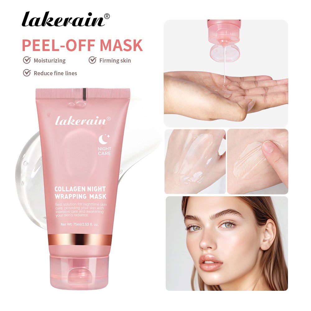 Lakerain Collagen Peel Off Facial Mask Overnight Wrapping Pack Elasticity Care Anti-Wrinkle Deeptes Night Care Mask Firming Lifting Hydrolyzed Collagen Face Skin Care