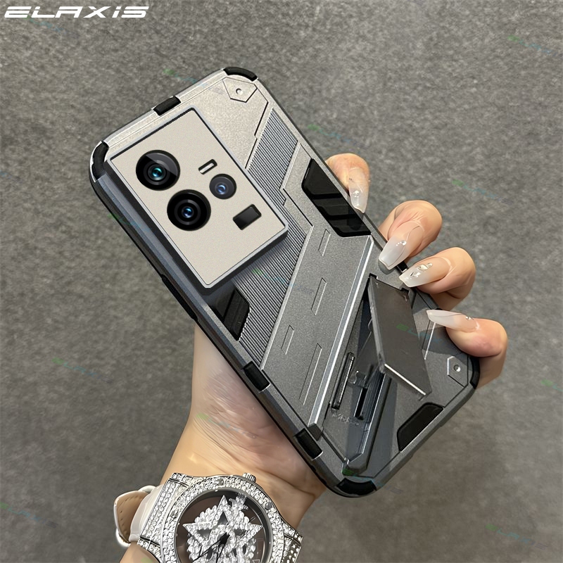 ELAXIS สําหรับ IQOO 11 5G/IQOO 11S เคสโทรศัพท์หรูหราเกราะคอมโพสิต Lnvisible วงเล็บพับ Hard ฝาหลัง ES022