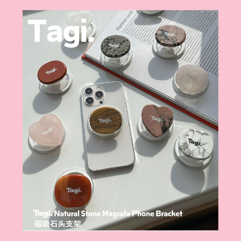 [Ready-Store] Tagi. Holder Natural Stone Magnetic Phone Holder Universal Phone Airbag Holder Magnetic Tagi
