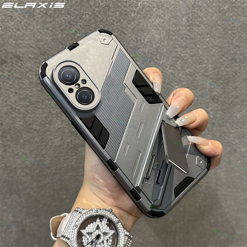 Elaxis สําหรับ Huawei Nova 9 SE เคสโทรศัพท์หรูหราเกราะคอมโพสิต Lnvisible พับวงเล็บ Hard ปกหลัง ES022