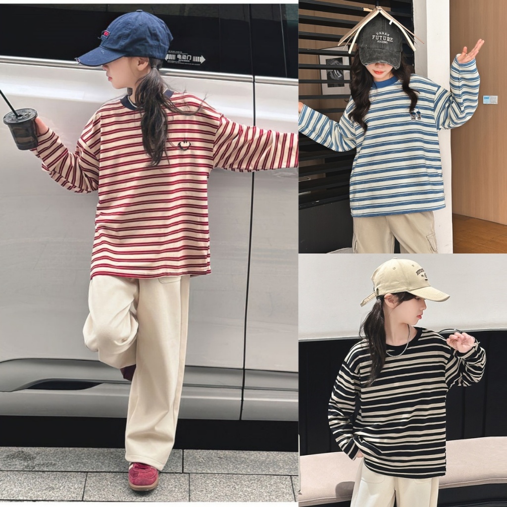 [ขนาด90-150]เสื้อยืดแขนยาวเด็กสไตล์เกาหลีลายเสื้อแขนยาวเด็กแฟชั่นพิมพ์เสื้อชายหญิงเสื้อที่รัก แม่ แนวโน้มร้อน2024
