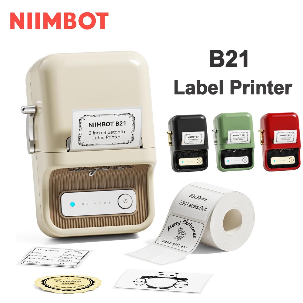 NIIMBOT B21 B1 เครื่องพิมพ์ฉลากพกพาขนาดเล็ก เครื่องพิมพ์บาร์โค้ดสินค้า Bluetooth แบบพกพา