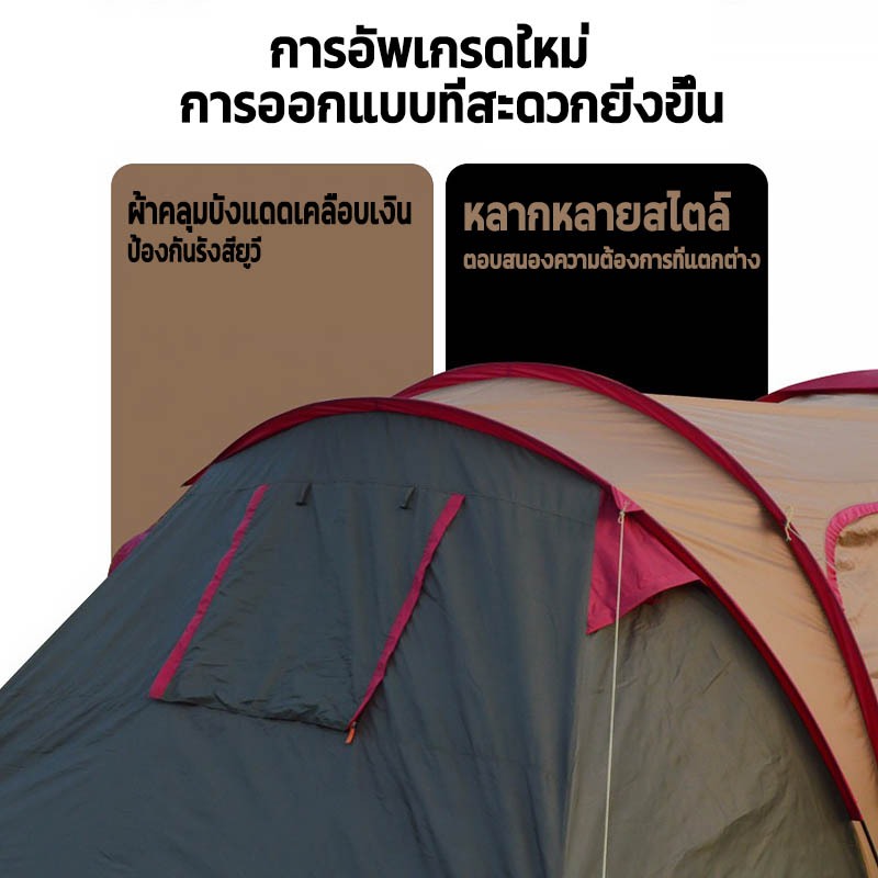 พร้อมส่ง⚡️เต้นท์สนาม เต็นท์นอน สำหรับ 5-8 คน 2 ห้องนอน 1 ห้องนั่งเล่น ยาว530xกว้าง260xสูง180 ซม - รูปที่ 5
