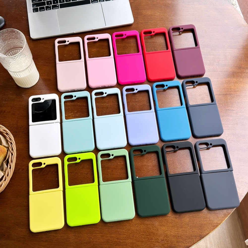 ซิลิโคนเหลวเคสโทรศัพท์สําหรับ Samsung Galaxy Z Flip 8 7 6 5 Mirofiber Lining 2 in 1 Combo Hard Cover