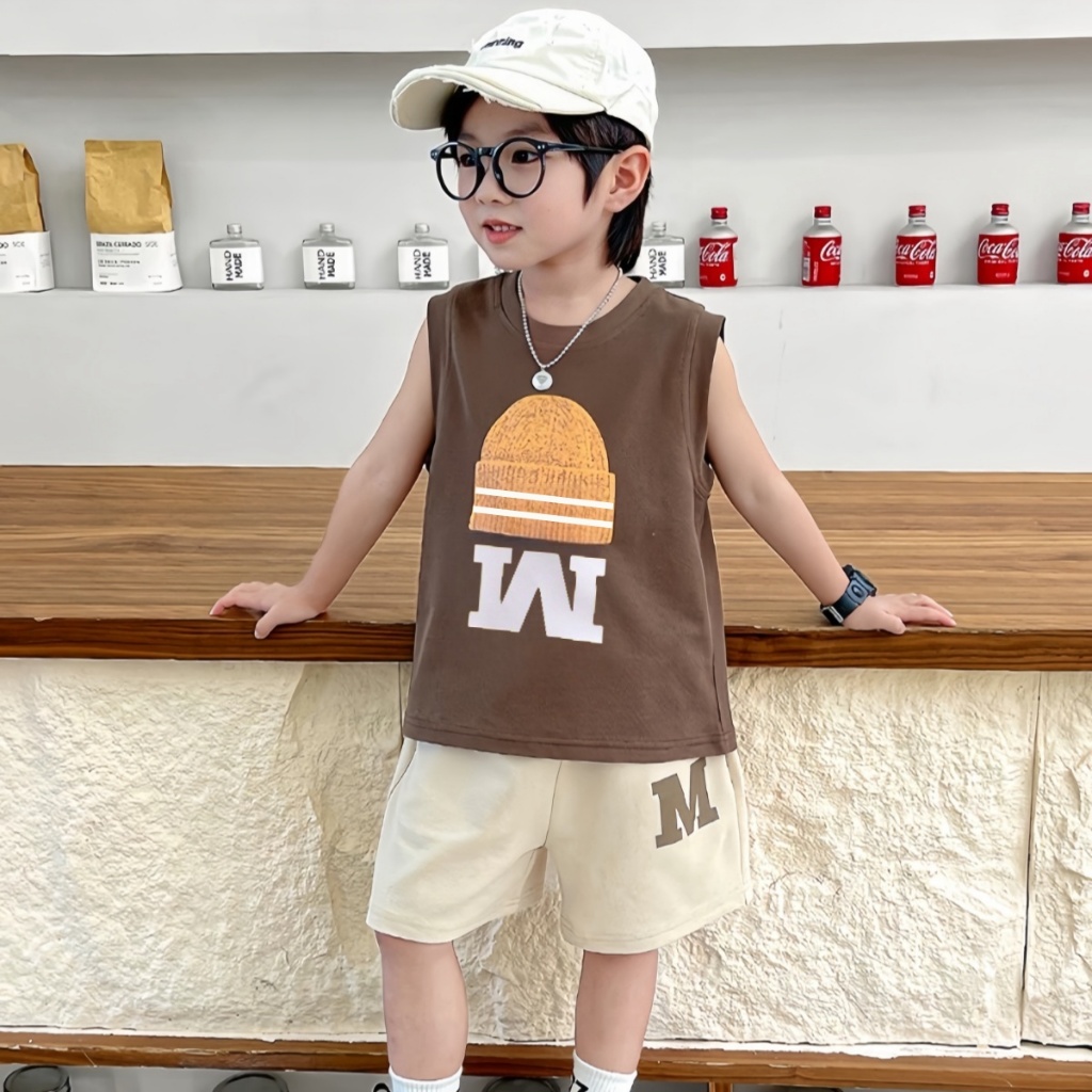 SweetKids พร้อมส่งจากกทม ชุดแขนกุดเด็กผู้ชาย เสื้อกล้ามกางเกงขาสั้น ทรงหลวม สไตล์เกาหลี แฟชั่นฤดูร้อน ราคา ถูกที่สุด ดีลบีเคเค แกลเลอรีภาพที่ 7
