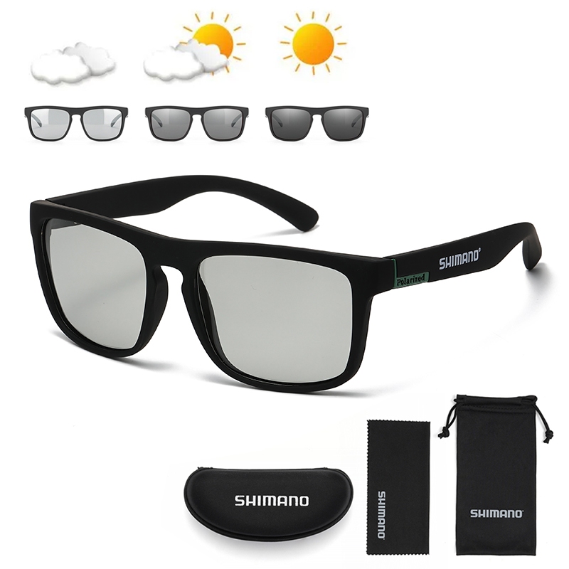 Shimano Photochromic แว่นตากันแดดโพลาไรซ์คลาสสิกแว่นตาตกปลาผู้ชายแว่นตาจักรยานผู้หญิงวิ่ง Shades UV400 ขี่จักรยานกีฬาแว่นตากันแดดพร้อมกล่อง