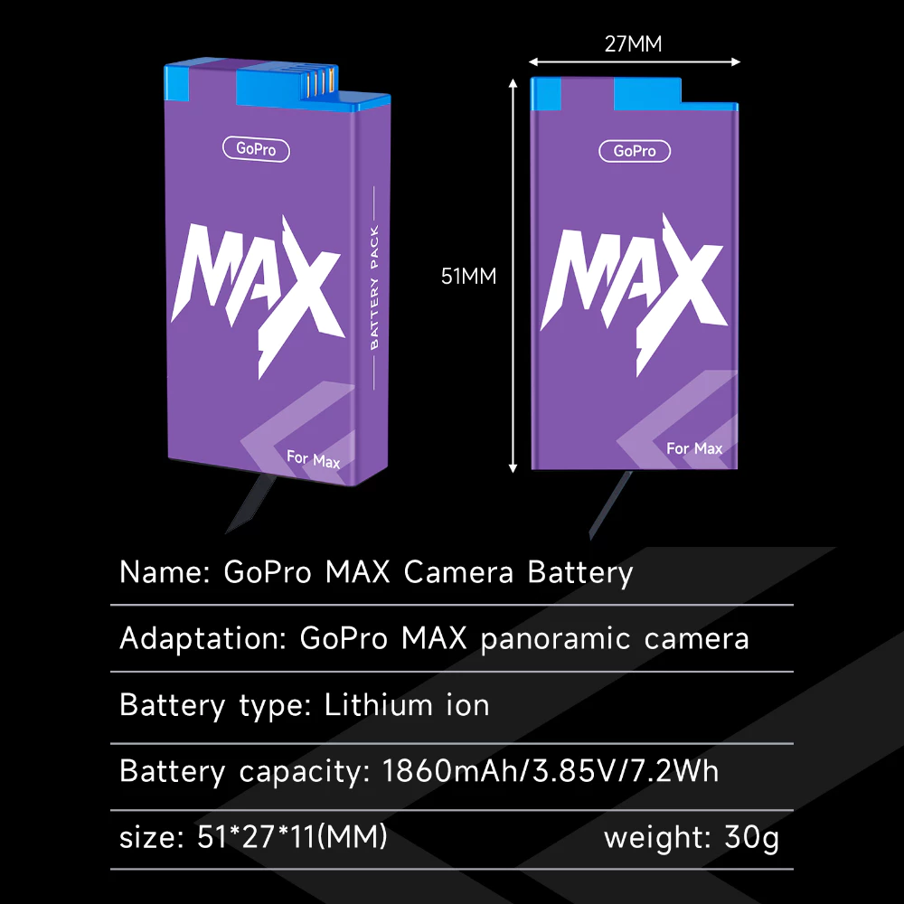 Palo แบตเตอรี่กล้อง 1860mAh แบตเตอรี่ GoPro Max thumbnail 9