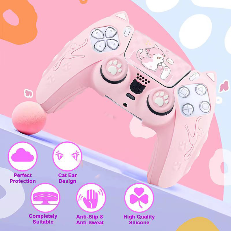 สําหรับ PS5 7 สี Cat Paw ซิลิโคนนุ่มสติกเกอร์ผิวสําหรับ Nintendo Switch Pro Sony Dualsense 5 PS5 Controller กรณี Thumb Stick Grip หมวก