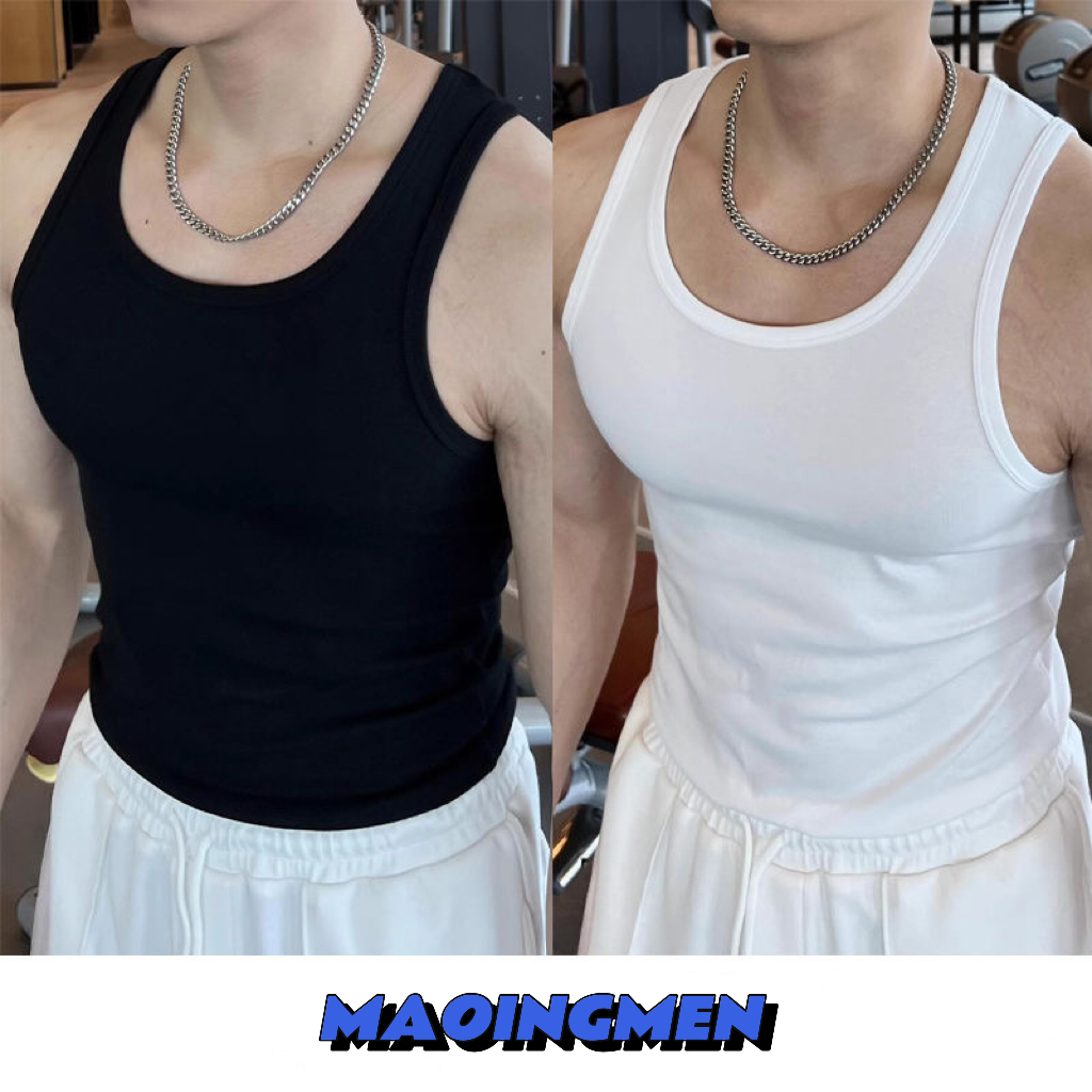 [MAOINGMEN] 2 แถบบรรจุ เสื้อกล้าม แขนกุด เสื้อกั๊กสำหรับผู้ชายฤดูร้อน การออกกำลังกาย เสื้อแขนกุด