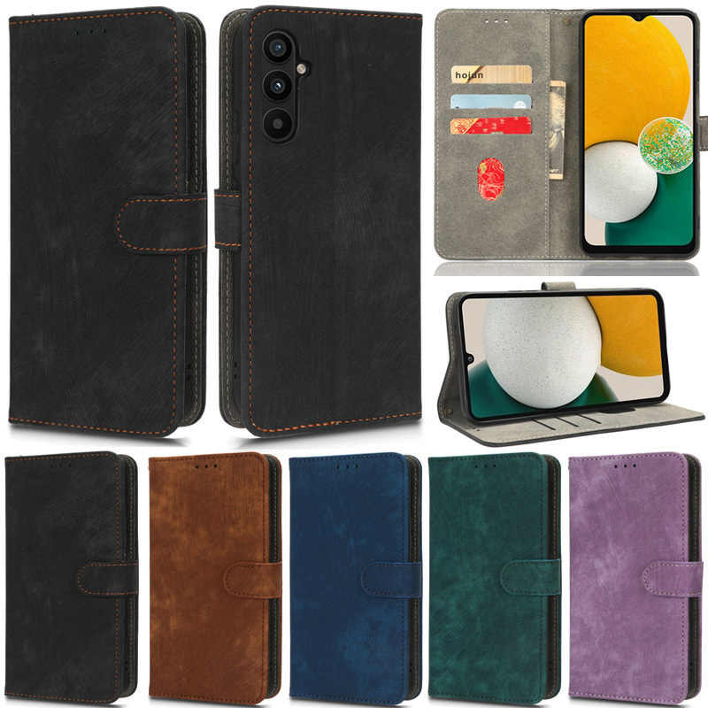 Matte สําหรับ Samsung Galaxy A16 A06 A05 A55 5G A35 5G M35 5G M55 C55 F55 M15 5G F15 5G M34 F34 5G A05S Retro กระเป๋าสตางค์หนัง PU ฝาครอบกรณี