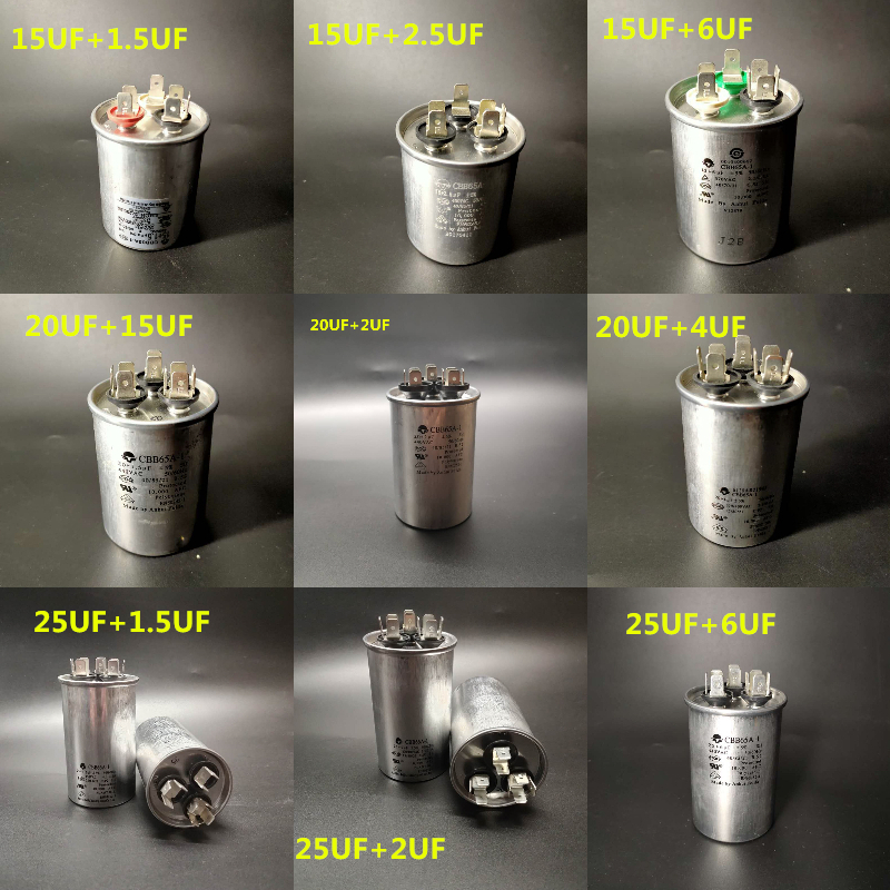 ประเภท Cbb65a-1 Air Window Conditioner 2 in 1 Capacitor 15+1.5 uf 20+3uf 30+3uf 40+3uf 50+5uf 60+5uf