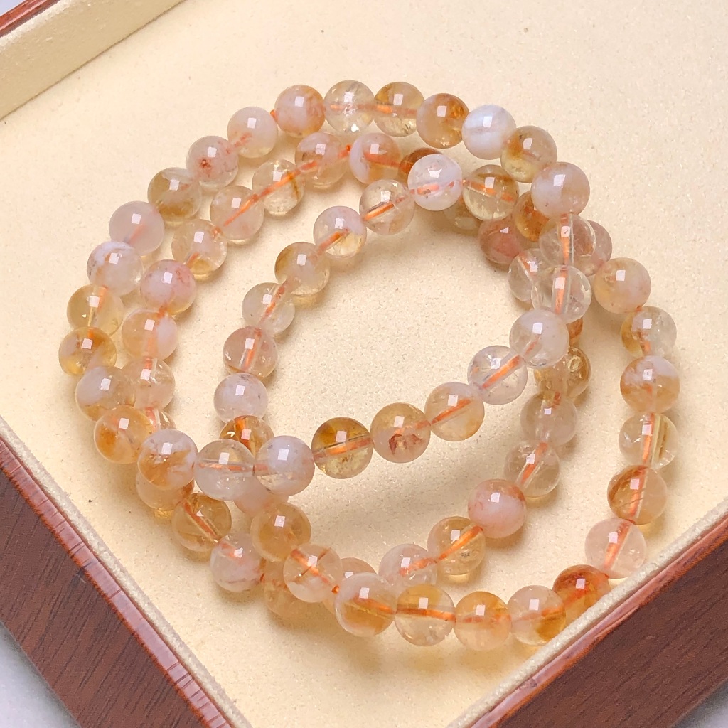 สร้อยข้อมือ Milky White Topaz-Citrine ธรรมชาติ Graceful Rhythm 7mm