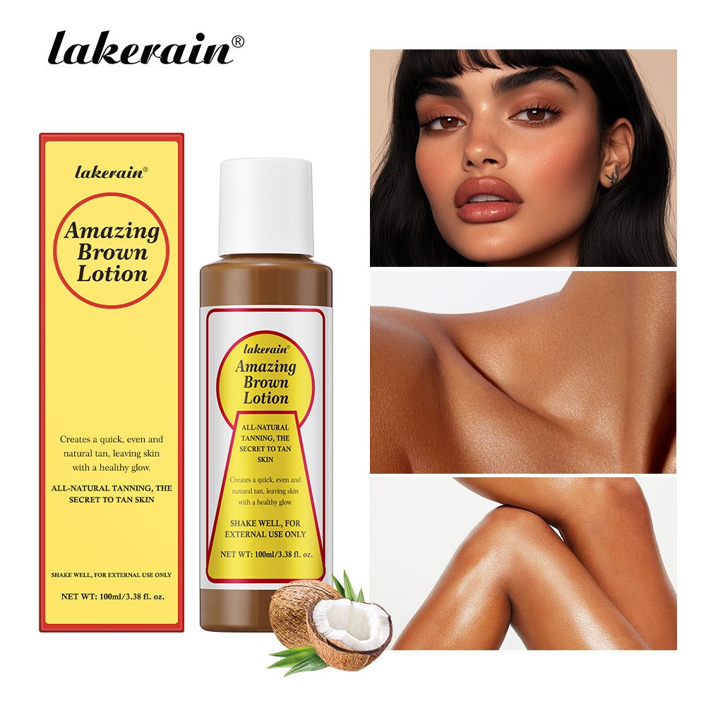 Lakerain Amazing Brown Lotion , Intensive Tanning Lotion , Tanning Booster, Bronzing Solarium Sunbeds ฤดูร้อนยาวนานกันน้ํา, กันเหงื่อ และ Fade-Proof