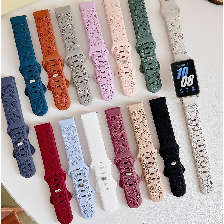 Carving Flower Strap Compatible For สาย Samsung Galaxy Fit 3 Strap Soft Watch Bracelet Replacement S