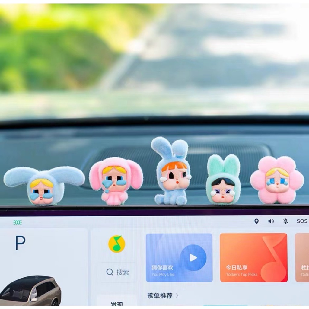 เปลี่ยนลูกน้อยน่ารัก popmart crybaby × powerpuff Series Hand Blind Box Toy Gift การตกแต่งเดสก์ท็อป