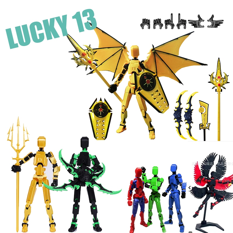 Dummy 13 หุ่นยนต์ Lucky ตุ๊กตา Action Figure 3D ของเล่นเคลื่อนย้ายได้ตัวเลข T13 ข้อต่อที่สามารถเคลื่อนย้ายของเล่น