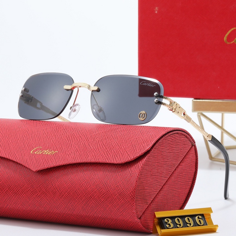 Cartier แว่นตากันแดด ไร้ขอบ โลหะ สไตล์วินเทจ หรูหรา สําหรับผู้หญิง UV400