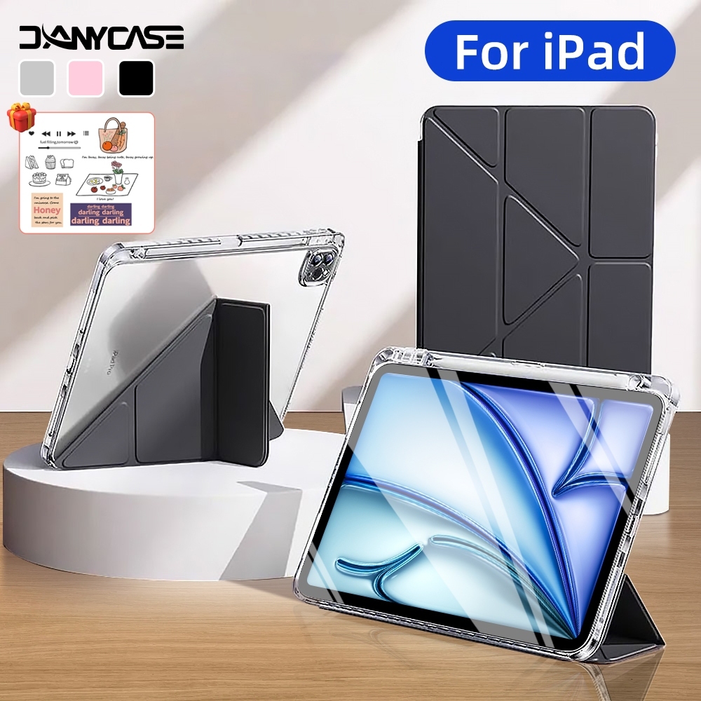 Y-shaped เคสใสสําหรับไอแพด iPad Air 6 Gen 11 2024 Air 4 Air 5 10.9 นิ้ว เจน10 Gen5 Gen6 9.7 Gen7 Gen8 Gen9 10.2 Air1 Air2 Pro 11 12.9 Mini 6 พร้อมที่ใส่ปากกา