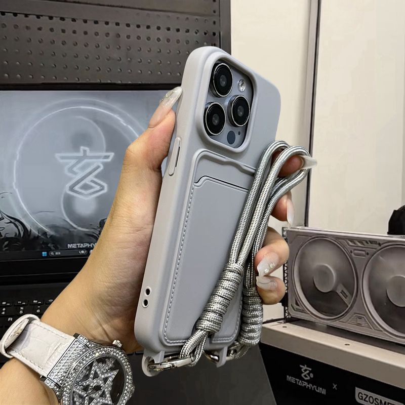 【Silicone soft card case/Gray】เคส compatible for iphone 11 12 13 14 15 pro max case