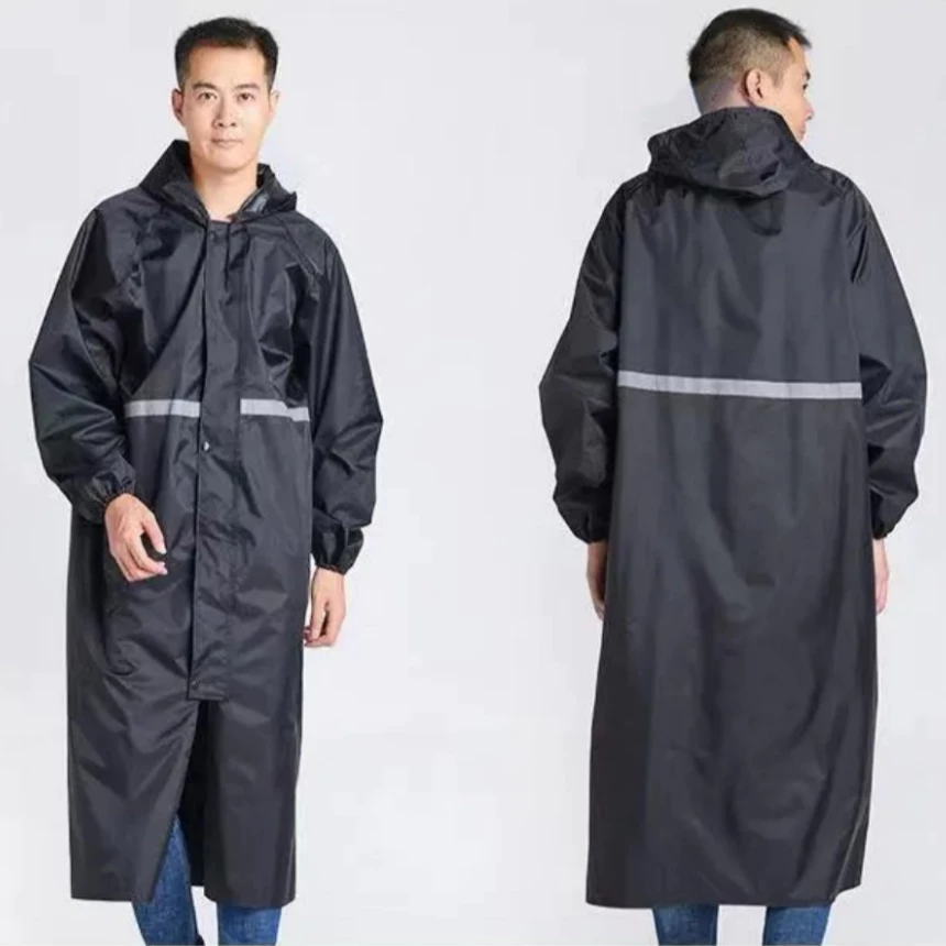 เสื้อกันฝนรถจักรยานยนต์ เสื้อกันฝนยาว เสื้อกันฝน ทนต่อการสึกหรอ พร้อมหมวก มีแถบสะท้อนแสง