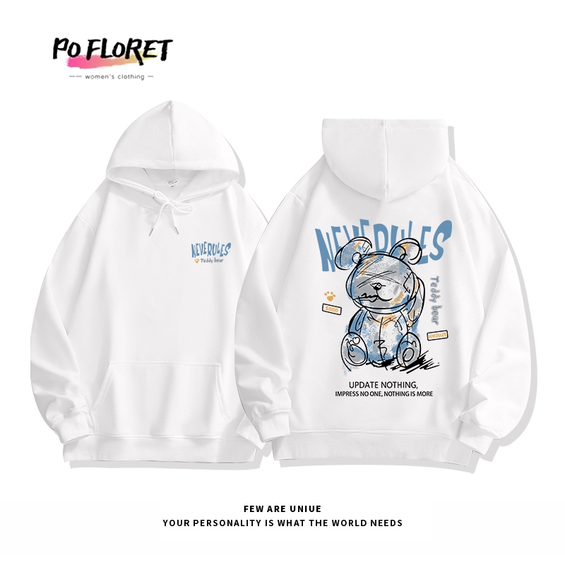 สไตล์เกาหลี เสื้อฮู้ด รวมลายยอดฮิต Pofloret เสื้อฮู้ดแขนยาวหลวมและอเนกประสงค์ #T0402