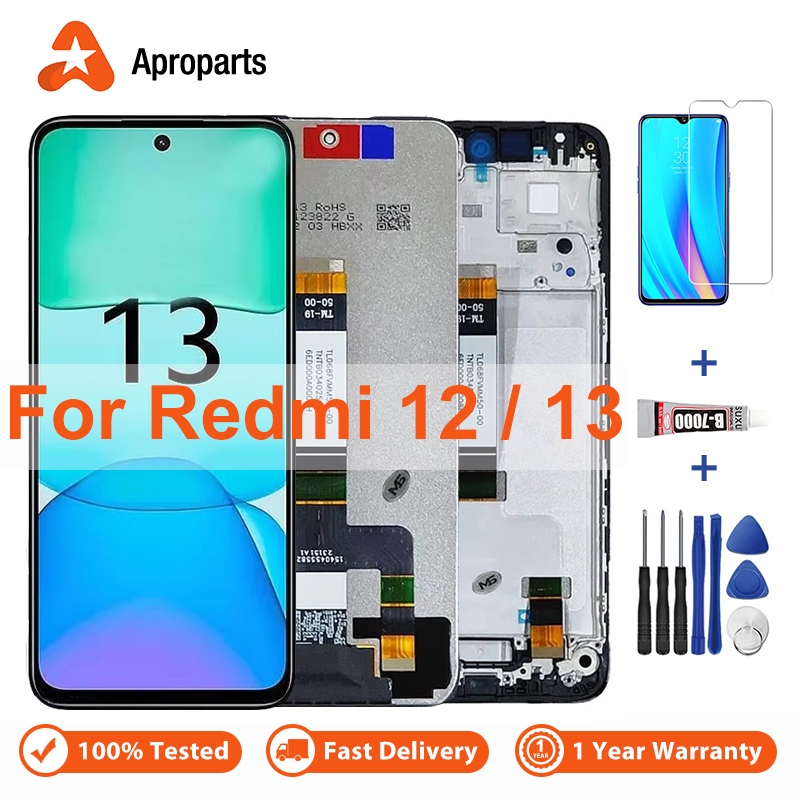 6.79 "จอแสดงผล LCD สําหรับ Xiaomi Redmi 12 13 4G 5G 23053RN02A 2404ARN45A Touch Screen Digitizer Assembly Replacement