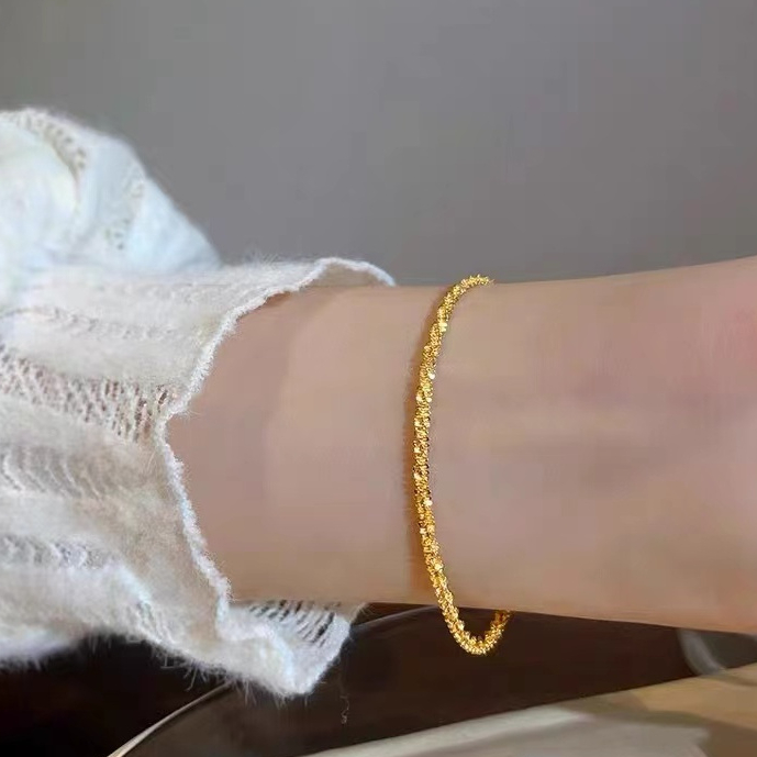 สร้อยข้อมือประกายไม่ซีดจางหญิงแสงหรูหราเฉพาะการออกแบบซอกรู้สึกเฉพาะสร้อยข้อมือประณีตโซ่ธรรมดา