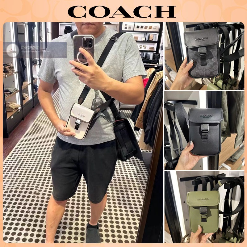 จัดส่งที่รวดเร็ว， % แท้ Coac h CT885 CT886 CT887 กระเป๋าสะพายผู้ชาย，กระเป๋าใส่โทรศัพท์มือถือ，กระเป๋ากล้อง