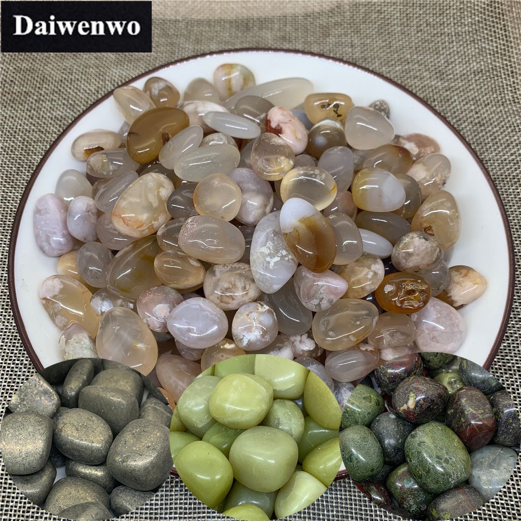 100กรัม/แพ็ค Cherry Agate Pyrite Lemon Jasper Green Turbo Gravel ตกแต่งบ้าน