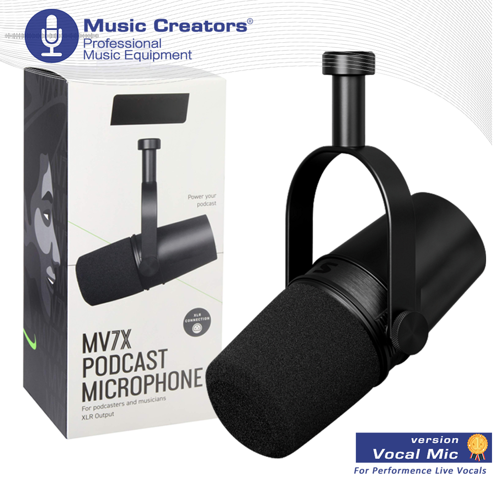 Shure MV7X XLR Podcast Microphone - ไมโครโฟนไดนามิกคุณภาพ Pro สําหรับ Podcasting & Vocal Recording, 