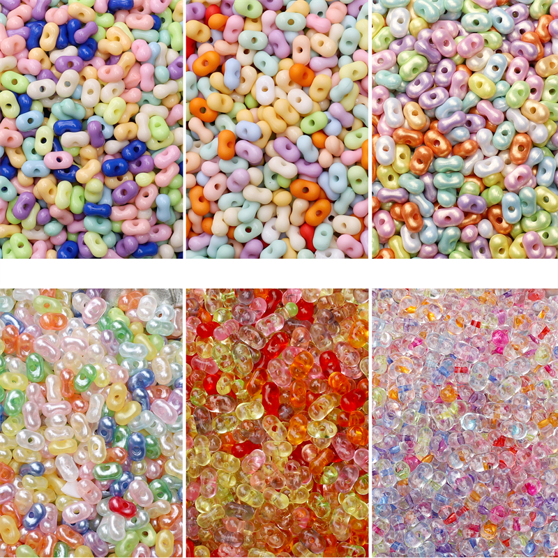 100pcs [6x4มม.] ลูกปัดถั่วลิสงผสมสีอะคริลิคถั่วลิสงลูกปัดโปร่งใสสีทึบลูกปัด ทําเอง สร้อยข้อมือสร้อยคออุปกรณ์เสริม